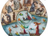 un tableau représentant un groupe de personnes dans un bateau