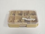 a plastic box with a lot of flies in it