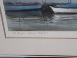 a picture of a painting of a boat in the water