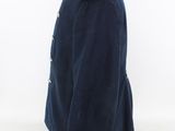 navy blue jacket with red trim and buttons on the collar