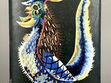 a picture of a painting of a dragon on a black background