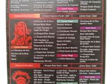 the back cover of a book with a list of characters on it