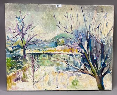 Michel BERNARD - Vue d'un paysage sous la neige