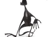 statue of a cat with a mouse in its paws on a white background