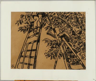 a picture of a picture of a man on a ladder