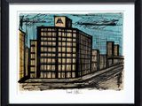 une image représentant un dessin d'un paysage urbain avec des bâtiments en arrière-plan