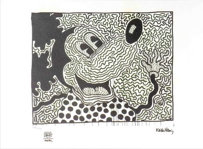 dessin représentant un serpent en noir et blanc, parsemé de points
