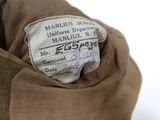 a close up of a label on a military uniform