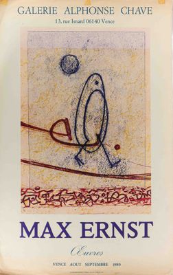 Max ERNST (1891-1976) Oiseau Affiche lithographie en couleur…