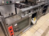 many stainless steel ovens and stoves in this kitchen