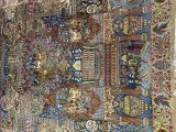 a very large rug with many different designs on it