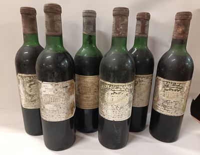Lot de 6 bt château Margaux 1970 (x4) et 1969 (x2) GCC (1 ni…