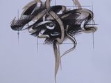 un dessin en noir et blanc représentant une fleur sur une feuille blanche