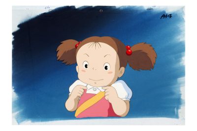 a painting of a little girl holding a banana in her hand
