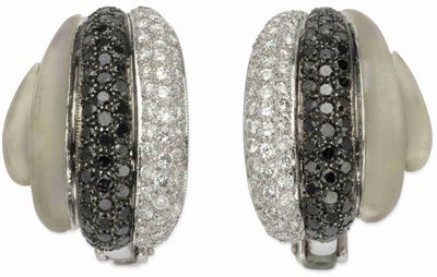 Clips D’Oreilles EN OR Gris 18k, Diamants, Diamants Noirs ET…