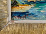 a picture of a painting of a boat in the water