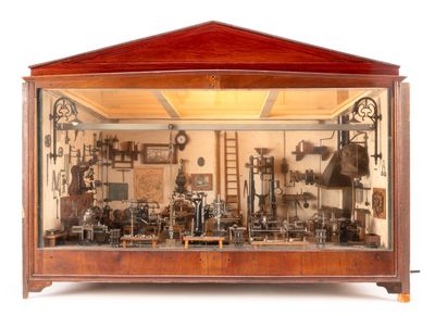 DIORAMA D'EXPOSITION représentant une usine atelier mécanique, les mac - Photo 1