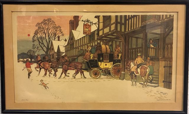 Harry Eliott (1882-1959), « diligence ». Lithographie. 28 x 50