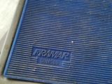 a blue mat sitting on top of a metal step