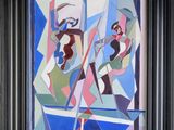 an image of a painting of a man and a woman in a boat