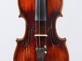 a close up of a violin with a bow on a white background