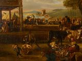 painting of a large group of people and animals in a field