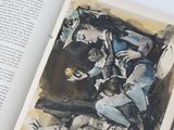 un livre ouvert avec l'image d'un homme sur un cheval