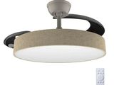 a close up of a ceiling light with a remote control