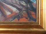 a picture of a painting of a man riding a bike