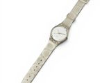 an image of a wrist watch with a white dial on a white background