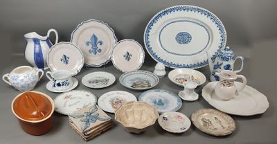 many different types of china on display on the table