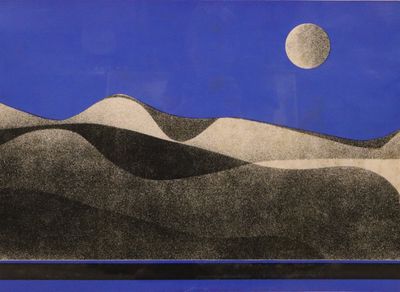 an image of a black and white drawing of a desert landscape