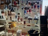 a picture of a room with a lot of tools on the wall