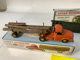 a toy truck with logs on the back of it