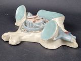 porcelain figurine of a dog with a phone in its mouth
