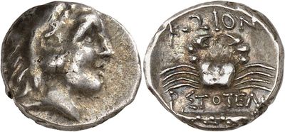 a silver coin with the head of a woman on it
