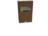 a cardboard box with a printer in it on a white background