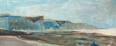 un tableau représentant un homme à cheval sur la plage