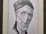 drawing of a man with a hat on his head and a cigarette in his mouth