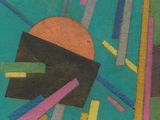 une image représentant un tableau où l'on voit un soleil entouré de lignes colorées