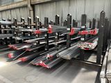 a large amount of steel beams in a warehouse