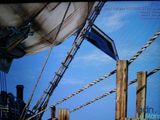 an image of a television screen showing a ship
