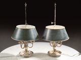 two lamps that are sitting on a table