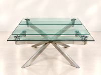 Table de salle à manger à piètement étoile en métal chromé, …