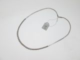 silver plated necklace with a tag on a white background