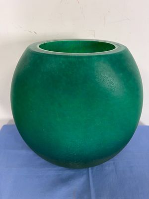 BAROVIER et TOSO : vase verre de couleur verte ovoïde (H.
