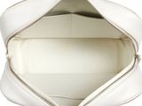 a white purse that is open on a white surface
