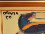a picture of a painting of a man with a hat on