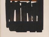 une image représentant une peinture noire et orange sur fond blanc