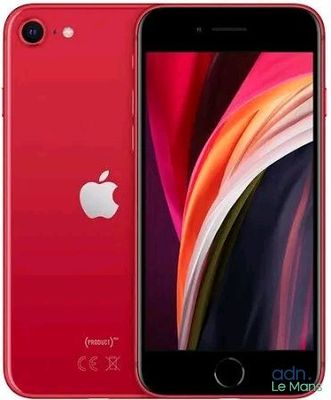 the red iphone se is shown next to a white background
